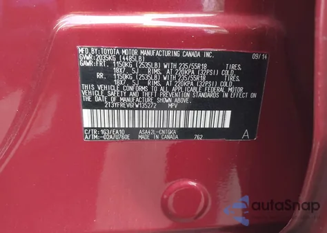 2015 Toyota Rav4 Limited from USA, damaged, VIN 2T3YFREV6FW135272